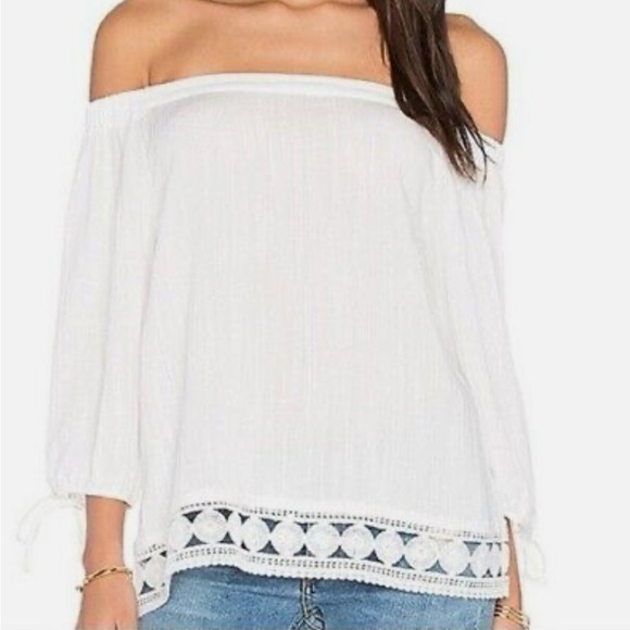 Anthropologie Greylin Akela White Off The Shoulder Top Half Sleeve small EUC - Picture 1 of 9